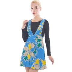 Abstract Pattern Geometric Backgrounds   Plunge Pinafore Velour Dress