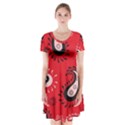 Floral pattern paisley style Paisley print.  Short Sleeve V-neck Flare Dress View1