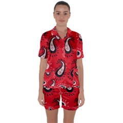 Floral Pattern Paisley Style Paisley Print   Satin Short Sleeve Pajamas Set by Eskimos