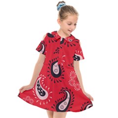 Floral Pattern Paisley Style Paisley Print   Kids  Short Sleeve Shirt Dress by Eskimos