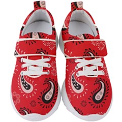 Floral Pattern Paisley Style Paisley Print   Kids  Velcro Strap Shoes by Eskimos