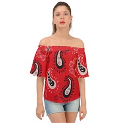 Floral Pattern Paisley Style Paisley Print   Off Shoulder Short Sleeve Top by Eskimos