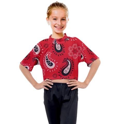 Floral Pattern Paisley Style Paisley Print   Kids Mock Neck Tee by Eskimos