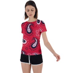 Floral Pattern Paisley Style Paisley Print   Back Circle Cutout Sports Tee by Eskimos