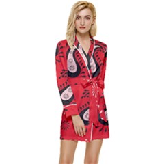 Floral Pattern Paisley Style Paisley Print   Long Sleeve Satin Robe by Eskimos