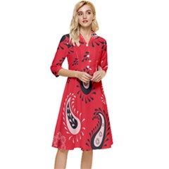 Floral Pattern Paisley Style Paisley Print   Classy Knee Length Dress