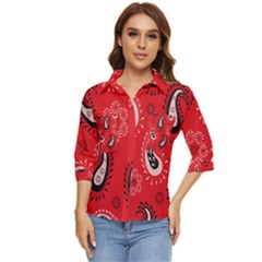 Floral Pattern Paisley Style Paisley Print   Women s Quarter Sleeve Pocket Shirt