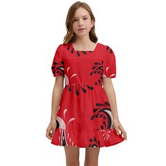 Floral Pattern Paisley Style Paisley Print   Kids  Short Sleeve Dolly Dress