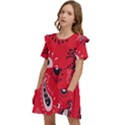 Floral pattern paisley style Paisley print.  Kids  Frilly Sleeves Pocket Dress View3