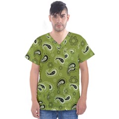 Floral Pattern Paisley Style Paisley Print   Men s V-neck Scrub Top