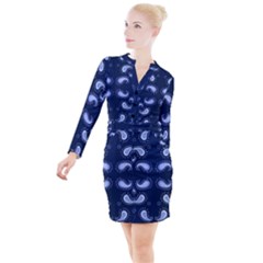 Floral Pattern Paisley Style Paisley Print   Button Long Sleeve Dress by Eskimos