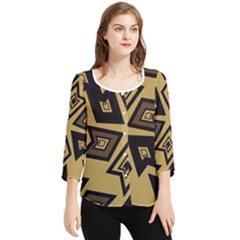 Abstract Pattern Geometric Backgrounds   Chiffon Quarter Sleeve Blouse by Eskimos