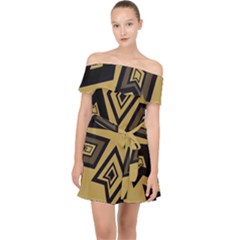 Abstract Pattern Geometric Backgrounds   Off Shoulder Chiffon Dress by Eskimos