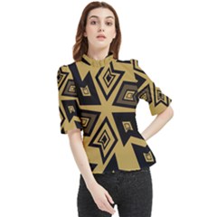 Abstract Pattern Geometric Backgrounds   Frill Neck Blouse