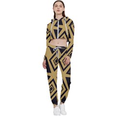 Abstract Pattern Geometric Backgrounds   Cropped Zip Up Lounge Set by Eskimos