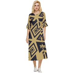 Abstract Pattern Geometric Backgrounds   Double Cuff Midi Dress by Eskimos