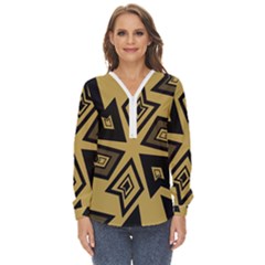 Abstract Pattern Geometric Backgrounds   Zip Up Long Sleeve Blouse