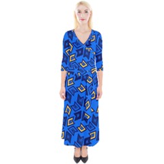 Abstract Pattern Geometric Backgrounds   Quarter Sleeve Wrap Maxi Dress