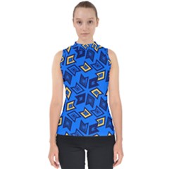 Abstract Pattern Geometric Backgrounds   Mock Neck Shell Top by Eskimos