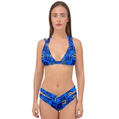 Abstract Pattern Geometric Backgrounds   Double Strap Halter Bikini Set by Eskimos