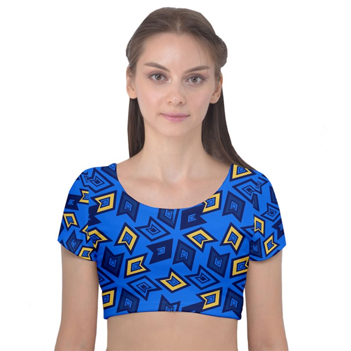 Abstract pattern geometric backgrounds   Velvet Short Sleeve Crop Top 