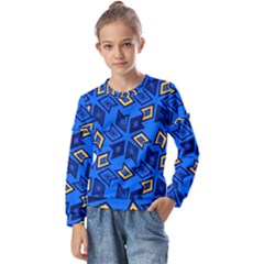 Abstract Pattern Geometric Backgrounds   Kids  Long Sleeve Tee With Frill 