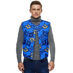 Abstract Pattern Geometric Backgrounds   Men s Short Button Up Puffer Vest	 by Eskimos