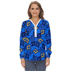 Abstract Pattern Geometric Backgrounds   Zip Up Long Sleeve Blouse