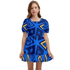 Abstract Pattern Geometric Backgrounds   Kids  Short Sleeve Dolly Dress