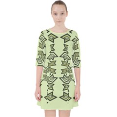 Abstract Pattern Geometric Backgrounds   Quarter Sleeve Pocket Dress by Eskimos