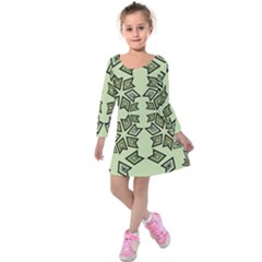 Abstract Pattern Geometric Backgrounds   Kids  Long Sleeve Velvet Dress by Eskimos