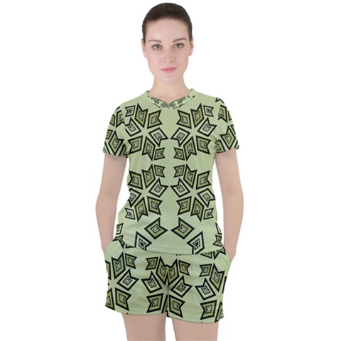 Abstract Pattern Geometric Backgrounds   Women s Tee And Shorts Set by Eskimos