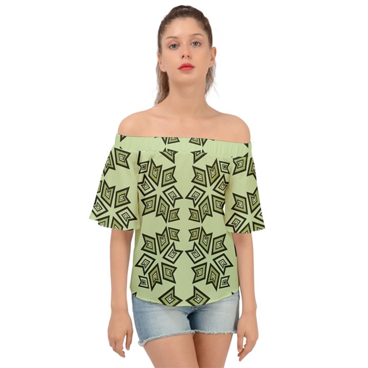 Abstract pattern geometric backgrounds   Off Shoulder Short Sleeve Top