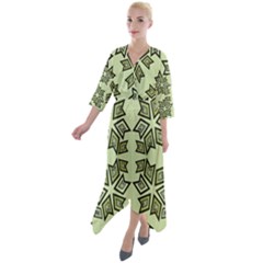 Abstract Pattern Geometric Backgrounds   Quarter Sleeve Wrap Front Maxi Dress by Eskimos