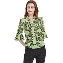 Abstract Pattern Geometric Backgrounds   Loose Horn Sleeve Chiffon Blouse