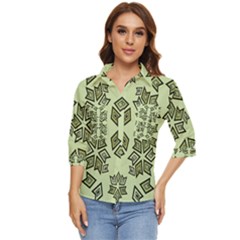 Abstract Pattern Geometric Backgrounds   Women s Quarter Sleeve Pocket Shirt