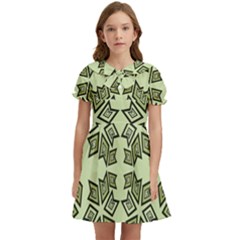 Abstract Pattern Geometric Backgrounds   Kids  Bow Tie Puff Sleeve Dress by Eskimos