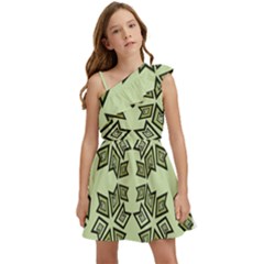 Abstract Pattern Geometric Backgrounds   Kids  One Shoulder Party Dress