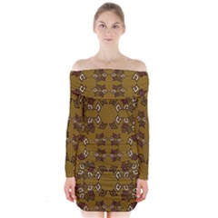 Abstract Pattern Geometric Backgrounds   Long Sleeve Off Shoulder Dress by Eskimos