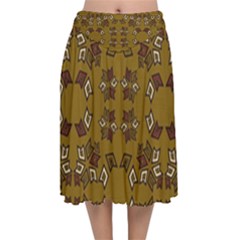 Abstract Pattern Geometric Backgrounds   Velvet Flared Midi Skirt by Eskimos