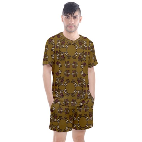 Abstract Pattern Geometric Backgrounds   Men s Mesh Tee And Shorts Set by Eskimos