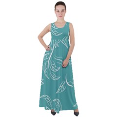 Folk Flowers Print Floral Pattern Ethnic Art Empire Waist Velour Maxi Dress by Eskimos