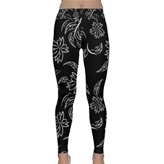 Folk Flowers Print Floral Pattern Ethnic Art Classic Yoga Leggings by Eskimos