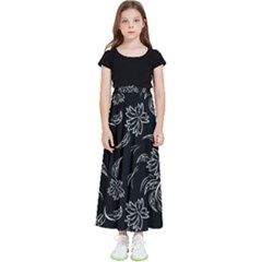 Folk Flowers Print Floral Pattern Ethnic Art Kids  Flared Maxi Skirt by Eskimos