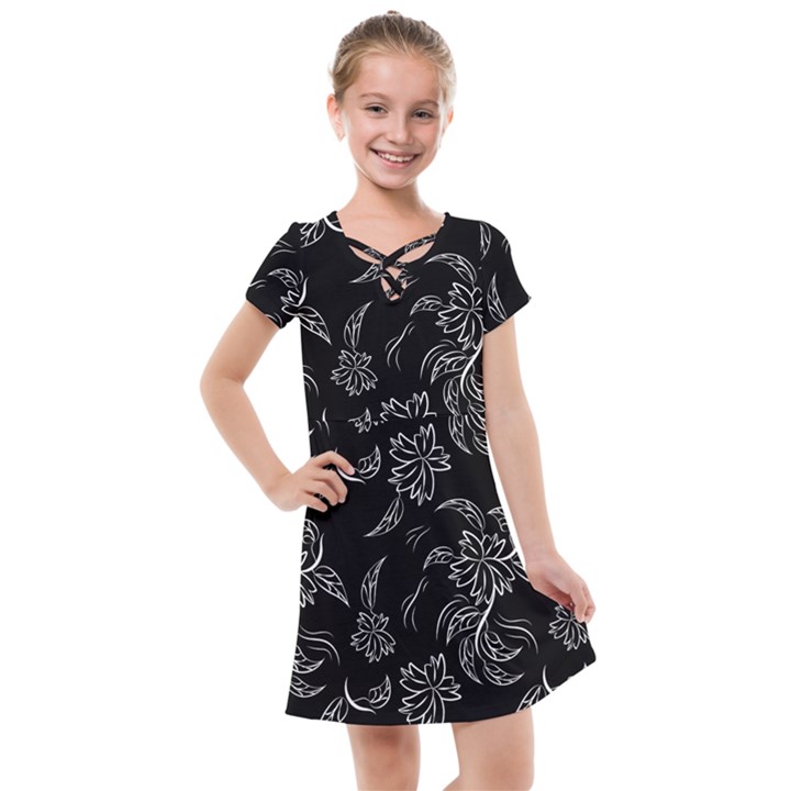 Folk flowers print Floral pattern Ethnic art Kids  Cross Web Dress