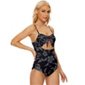 Folk flowers print Floral pattern Ethnic art Knot Front One-Piece Swimsuit View3