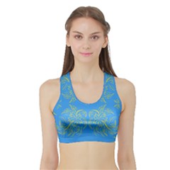 Floral Folk Damask Pattern Fantasy Flowers Floral Geometric Fantasy Sports Bra With Border by Eskimos