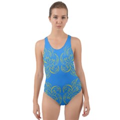 Floral Folk Damask Pattern Fantasy Flowers Floral Geometric Fantasy Cut-out Back One Piece Swimsuit by Eskimos