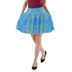 Floral Folk Damask Pattern Fantasy Flowers Floral Geometric Fantasy A-line Pocket Skirt by Eskimos