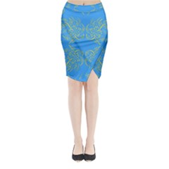 Floral Folk Damask Pattern Fantasy Flowers Floral Geometric Fantasy Midi Wrap Pencil Skirt by Eskimos